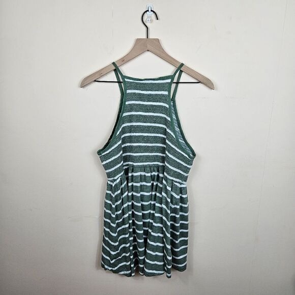 Torrid Smocked Babydoll Top. Green & White 1X - Picture 7 of 10